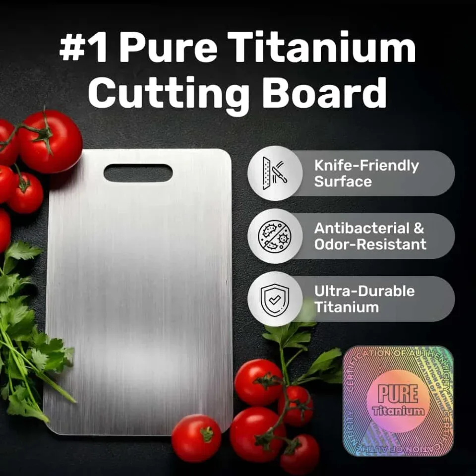 Katori pure titanium cutting board on a kitchen counter